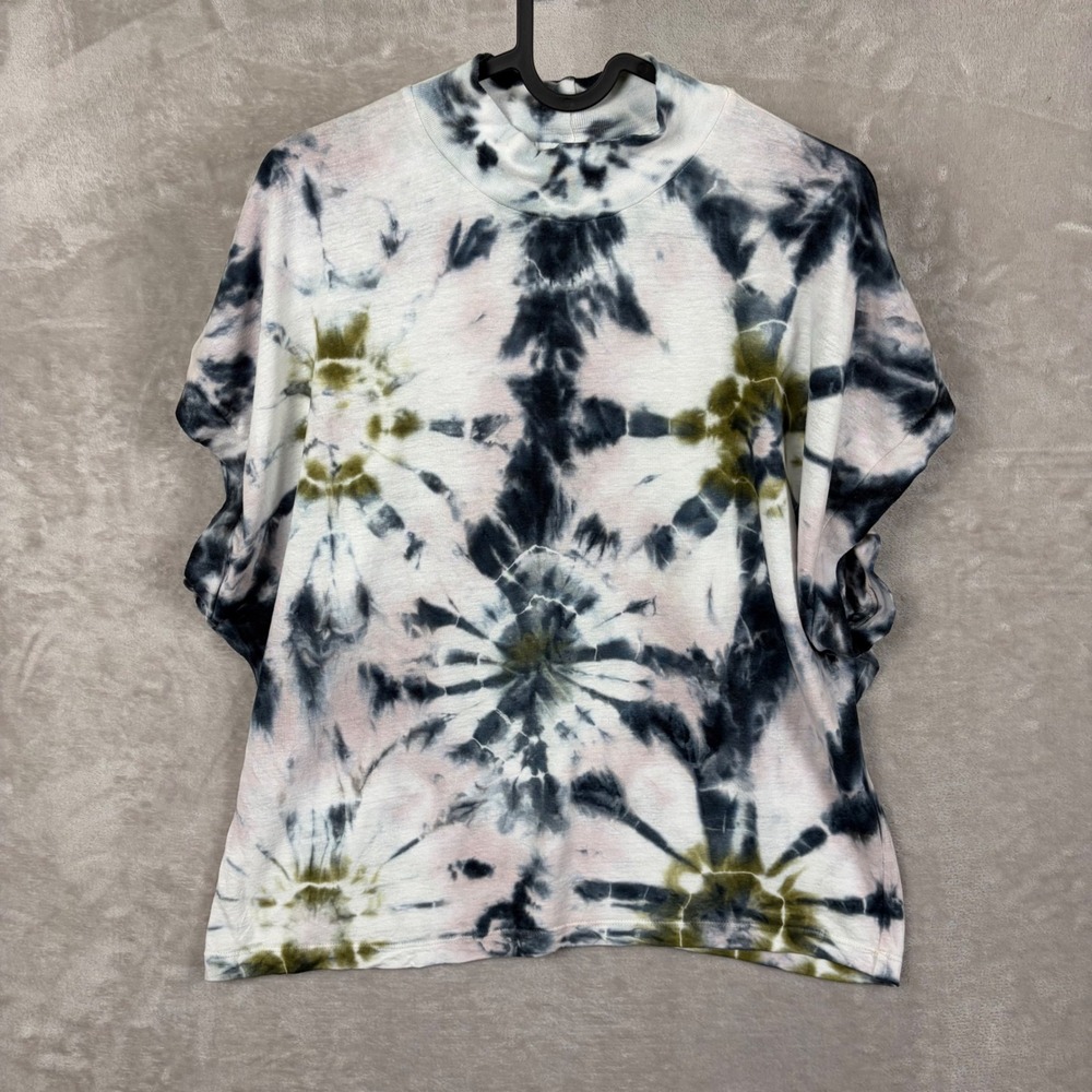Young Fabulous & Broke Women Multicolour Tie Dye Mock Neck Boxy Top Small